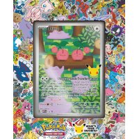 Ditto-Promokarte im bunten Pok&eacute;mon-Kartenaufsteller der Premium-Kollektion 30 Jahre