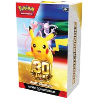 Pok&eacute;mon 30 Jahre Boosterbundle in deutscher Sprache aus seitlicher Perspektive
