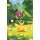 Illustration mit Pikachu, Vivillon und Icognito auf einer sonnigen Blumenwiese