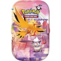 Pok&eacute;mon 30 Jahre Mini-Tin Zapdos und Hisui-Zorua mit Icognito auf rosa Stadtmotiv