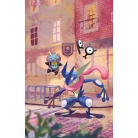 Illustration mit Quajutsu, Volbeat und zwei Icognito vor beleuchteten Backsteinh&auml;usern