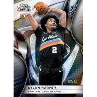 Topps Chrome Black Basketball 2025-26 Rookie-Karte eines San Antonio Spielers, nummeriert 02/10