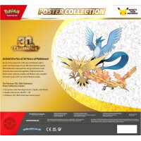 R&uuml;ckseite der Pok&eacute;mon 30th Celebration Poster Collection mit englischer Produktbeschreibung