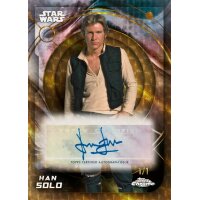 Topps Star Wars Chrome 2026 nummerierte Autogrammkarte mit Star-Wars-Portr&auml;t und blauer Signatur