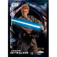 Topps Star Wars Chrome 2026 nummerierte Sammelkarte mit Jedi und blauem Lichtschwert