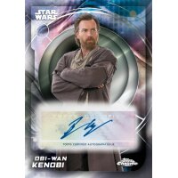 Topps Star Wars Chrome 2026 Autogrammkarte mit Jedi-Portr&auml;t und blauer Signatur