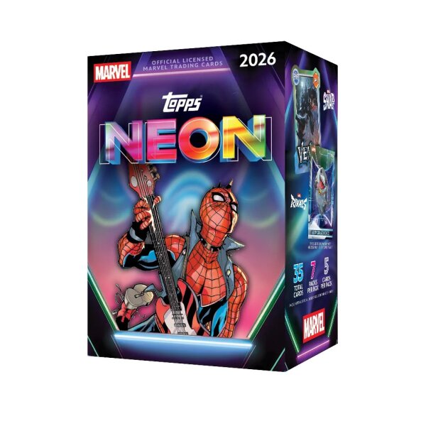 Topps Marvel Neon 2026 Value Box mit Spider-Punk Artwork