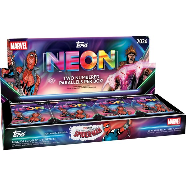 Topps Marvel Neon 2026 Hobby Box Display mit 20 Packs und...