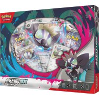 Pok&eacute;mon Affiti-ex Kollektion in schr&auml;ger Produktansicht mit Affiti-ex, Sproxi und Boosterpacks