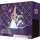Seitliche Perspektive der Top-Trainer-Box „Paldeas Schicksale“ mit Mimikyu-Artwork und violettem Muster.