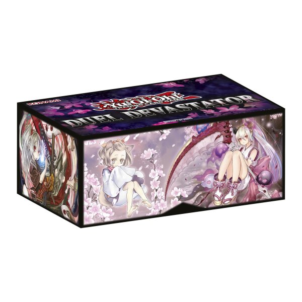 Yu-Gi-Oh! Duel Devastator Box mit Anime-Stil-Artwork von Geistermädchen auf einer dekorierten Sammelbox.
