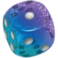 Detailansicht eines mehrfarbigen Pok&eacute;mon-W&uuml;rfels mit wei&szlig;er Punktzahl, enthalten im Gardevoir-ex Liga-Kampfdeck.