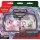Frontansicht der Pokémon Liga-Kampfdeck Gardevoir-ex Verpackung mit hervorgehobenen Karten und Info über enthaltenes Zubehör.