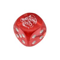 Roter durchsichtiger Würfel mit Tigerkopf-Gravur und...