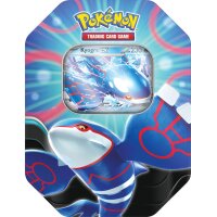 Pok&eacute;mon Tin-Box mit Kyogre-ex Karte und gro&szlig;em Artwork des Pok&eacute;mon Kyogre auf der Vorderseite