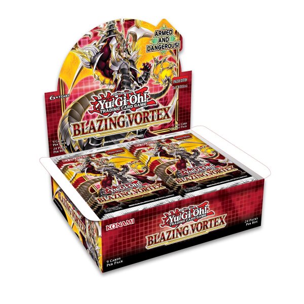 Geöffnetes Yu-Gi-Oh! Display des Sets „Blazing...